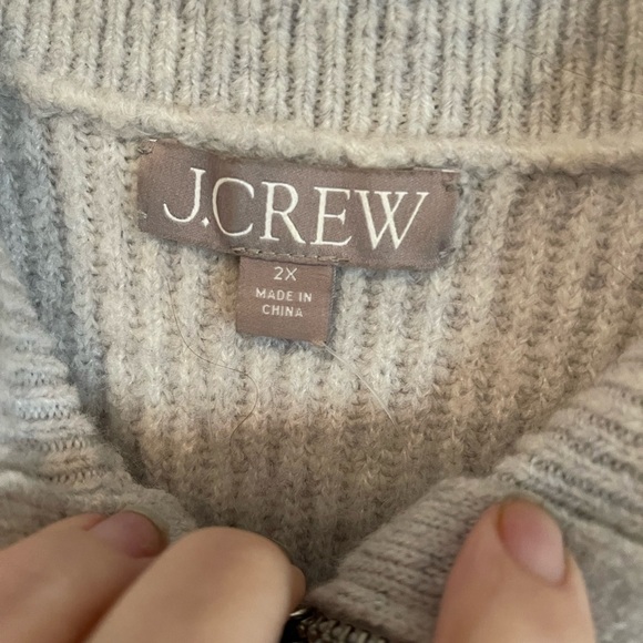 J. Crew Half Zip Sweater Merino Wool Alpaca Blend Gray Heather Dove Size 2X - Picture 3 of 5
